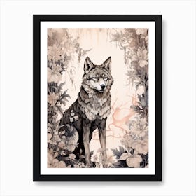 Indian Wolf Vintage Painting 4 Art Print