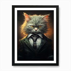 Gangster Cat Laperm 2 Art Print