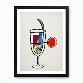 MCocktail Poster artini Picasso Line Drawing Cocktail Poster Art Print