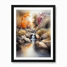 Watercolor Of A Stream 2 Art Print