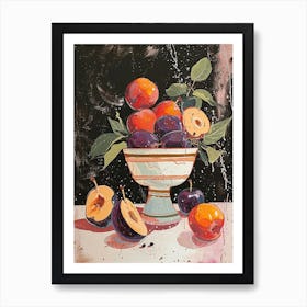 Art Deco Paint Splash Plums Art Print