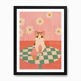 Cat And Ice Cream 1 Art Print