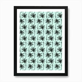 Palm Tree Pattern-Blue Background- Artwork Poster