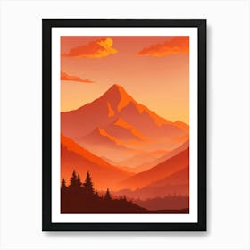 Misty Mountains Vertical Composition In Orange Tone 17 Art Print