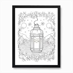 The Floating Lantern Scene (Tangled) Fantasy Inspired Line Art 1 Art Print