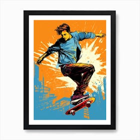 Skateboarding In Copenhagen, Denmark Drawing 2 Art Print