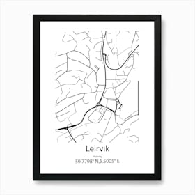 Leirvik,Norway Minimalist Map Art Print