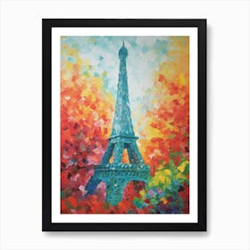 Eiffel Tower Paris France David Hockney Style 2 Art Print