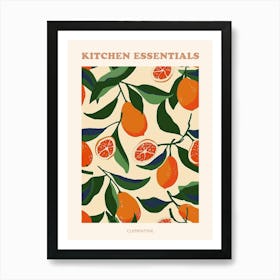 Clementines On A Tree Branch Pattern Poster Art Print