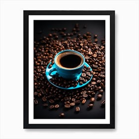 Coffee Cup On Coffee Beans 2 Art Print