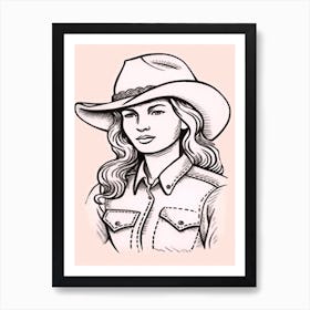 Cowgirl Portrait Pink 4 Art Print