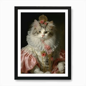 Royal Cat In Pink Rococo Style 4 Art Print