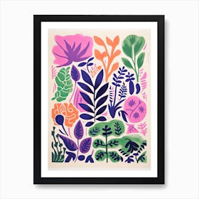 Colourful Botanical Risograph Style 8 Art Print