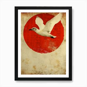 Japanese Seagull In Flight Art Print