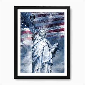 MODERN ART BLUE Statue Of Liberty Art Print