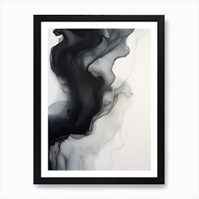 White And Black Flow Asbtract Painting 2 Art Print