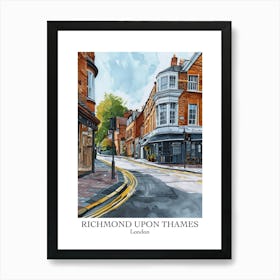 Richmond Upon Thames London Borough   Street Watercolour 4 Poster Art Print