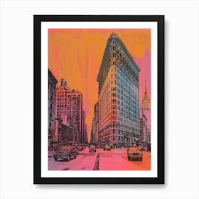 The Flatiron District New York Colourful Silkscreen Illustration 1 Art Print