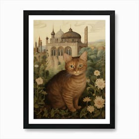 Cat In Front Of A Medieval Castle 6 Art Print