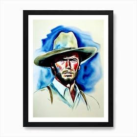 Clint Eastwood In The Good, The Bad And The Ugly Watercolor Art Print