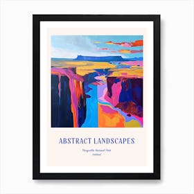 Colourful Abstract Thingvellir National Park Iceland 1 Poster Blue Art Print