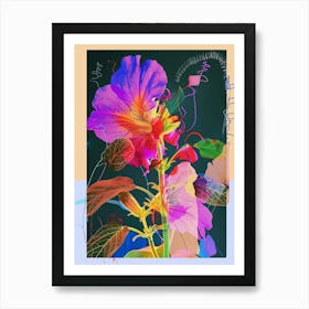 Petunia 2 Neon Flower Collage Art Print