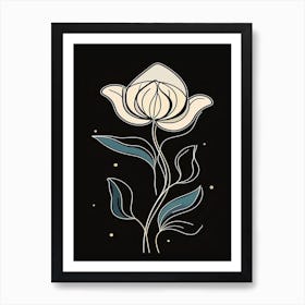 Line Art Tulips Flowers Illustration Neutral 17 Art Print