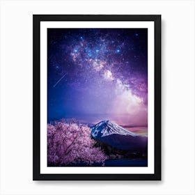 Mount Fuji Purple Milky Way Art Print