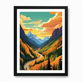 North Cascades National Park Retro Pop Art 4 Art Print