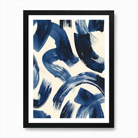 Blue Brushstrokes 3 Art Print