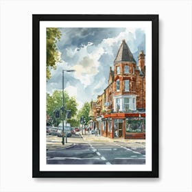 Hounslow London Borough   Street Watercolour 1 Art Print