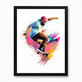 Skateboarding In London, United Kingdom Gradient Illustration 1 Art Print