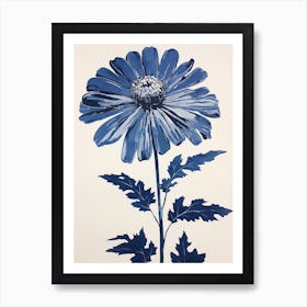 Blue Botanical Chrysanthemum 1 Art Print