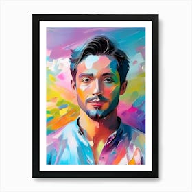 Portrait Of A Man in Color Accents Art Print