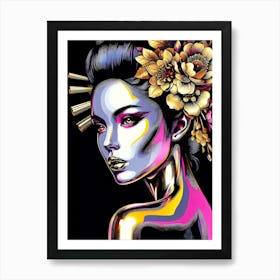 Japan Traditional Geisha Illustration By Ad 106 Art Print