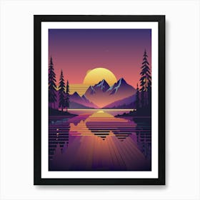 Sunset In The Mountains 90s style Art Print