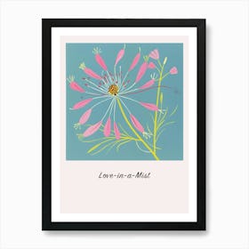 Love In A Mist 2 Square Flower Illustration Poster Art Print