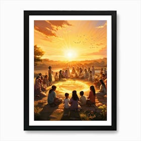 A Digital Painting Showcasing Various Community Members And Local Services Gathered In An Uplifting (7) Art Print