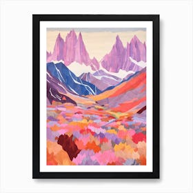 Mont Blanc France 1 Colourful Mountain Illustration Art Print