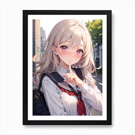 Anime Girl In School Uniform 3 Art Print