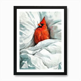 Red cardinal bird animal illustration art Art Print