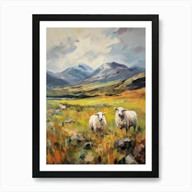 Sheep In The Valley Of The Highalnds During The Storm Art Print