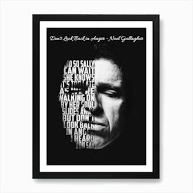 Don T Look Back In Anger Noel Gallagher Oasis Text Art Art Print