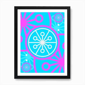Geometric Glyph in White and Bubblegum Pink and Candy Blue n.0043 Art Print