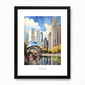 Chicago Watercolour Travel Poster 3 Art Print