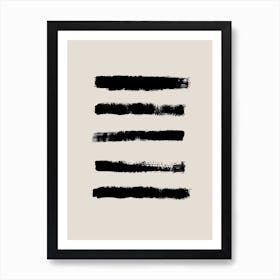 Brush Strokes Black Line Neutral Soft Color Art Print