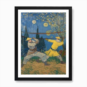 Fencing In The Style Of Van Gogh 1 Art Print