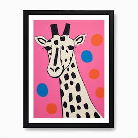 Pink Polka Dot Giraffe 2 Art Print