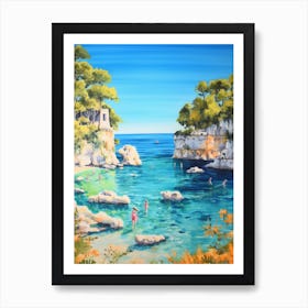 Swimming In Paros Greece 3 Watercolour Art Print