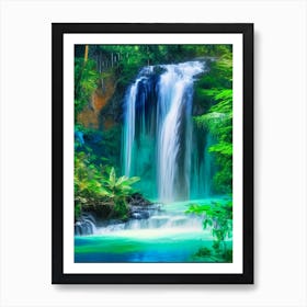 Erawan Falls, Thailand Nat Viga Style (2) Art Print